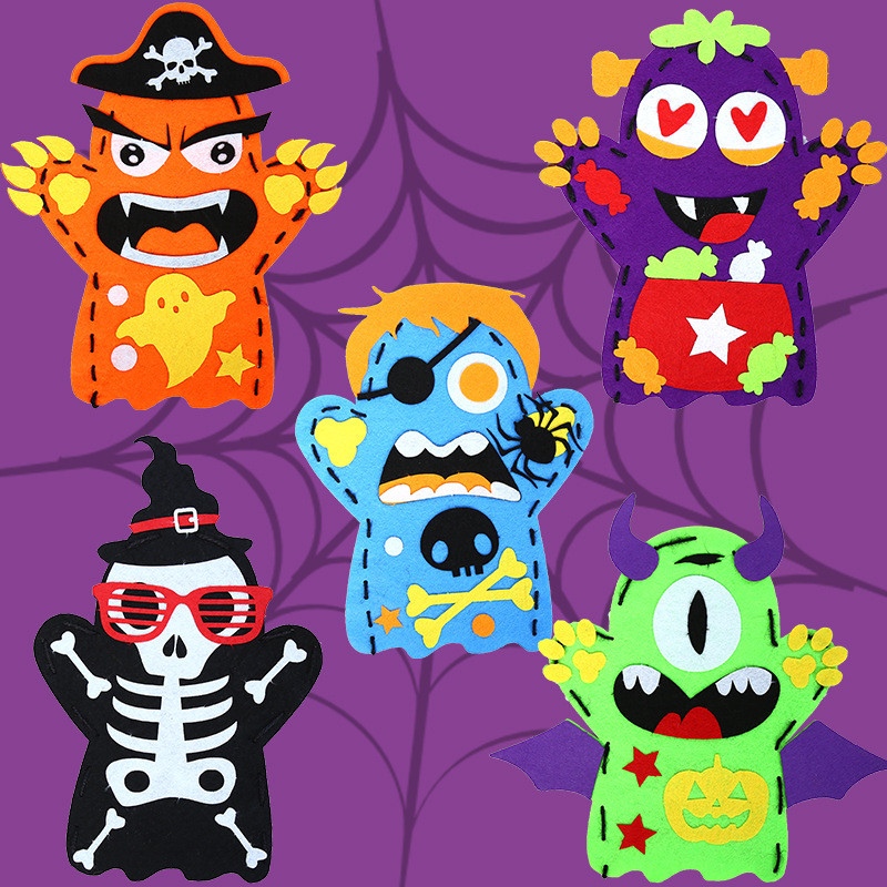 Kids Education Usa - 2Pcs Halloween Hand Puppet DIY Craft