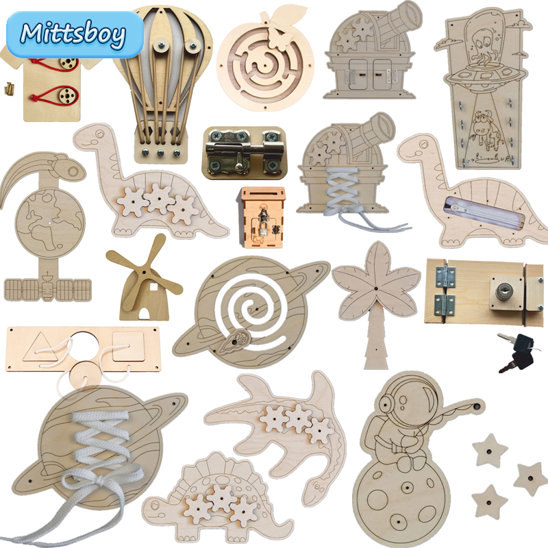 Kids Education Usa - Montessori Busy Board Accessories Wooden Toys