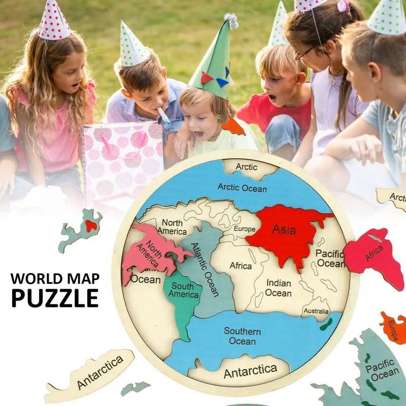 Wooden Colored World Map Puzzl - đánh giá và giá Puzzle Map World