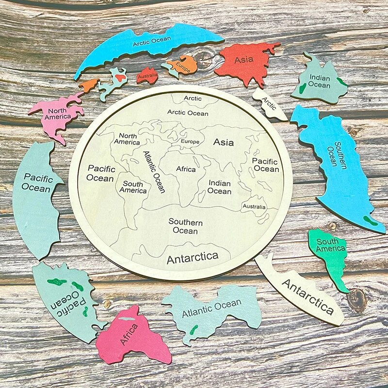 Wooden Colored World Map Puzzl - đánh giá và giá Puzzle Map World