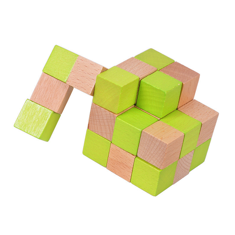Wooden Snake Cube Puzzle IQ Lo - đánh giá và giá Brain Teaser Cube